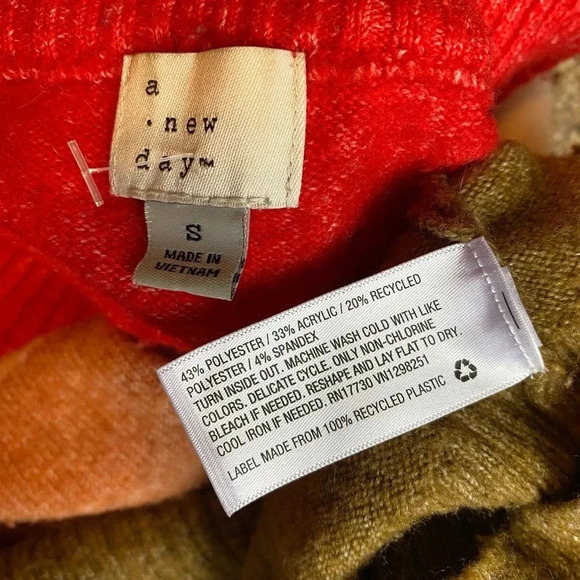 A new day Soft Cozy Estatic Color Block Sweater Women Sz S-L Oversized Stretch - Picture 4 of 6